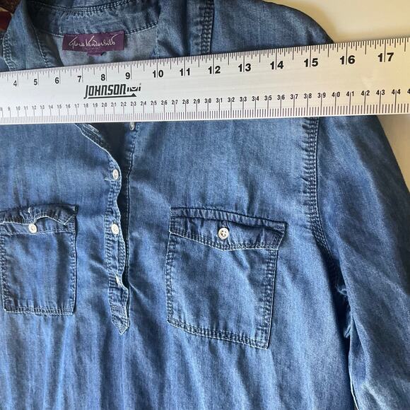Gloria Vanderbilt Women’s 3/4 Sleeve Knee Length Soft Denim Dress size M, Blue - Picture 2 of 13